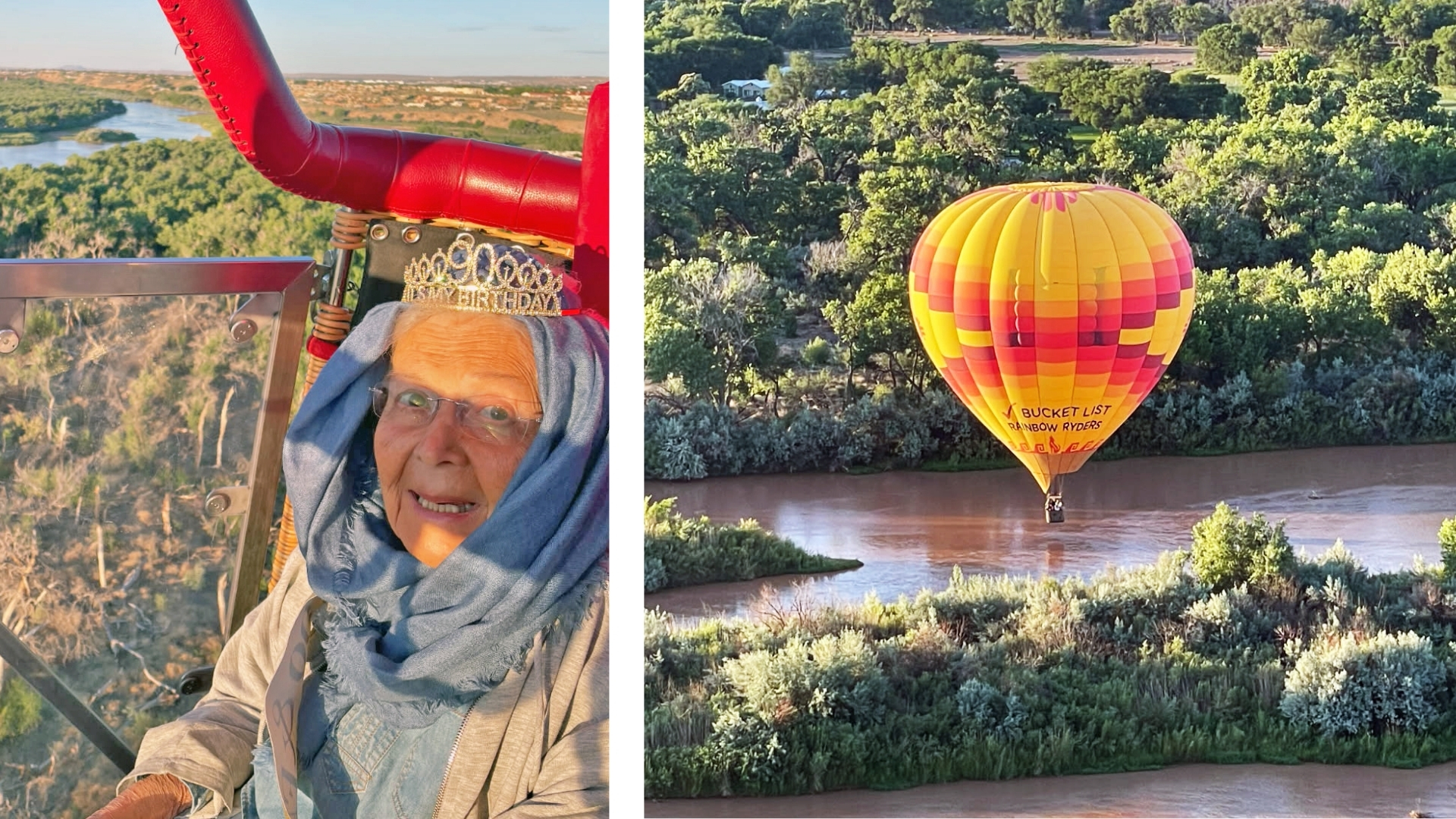 Marilyn Lucas ’57 in a hot air balloon