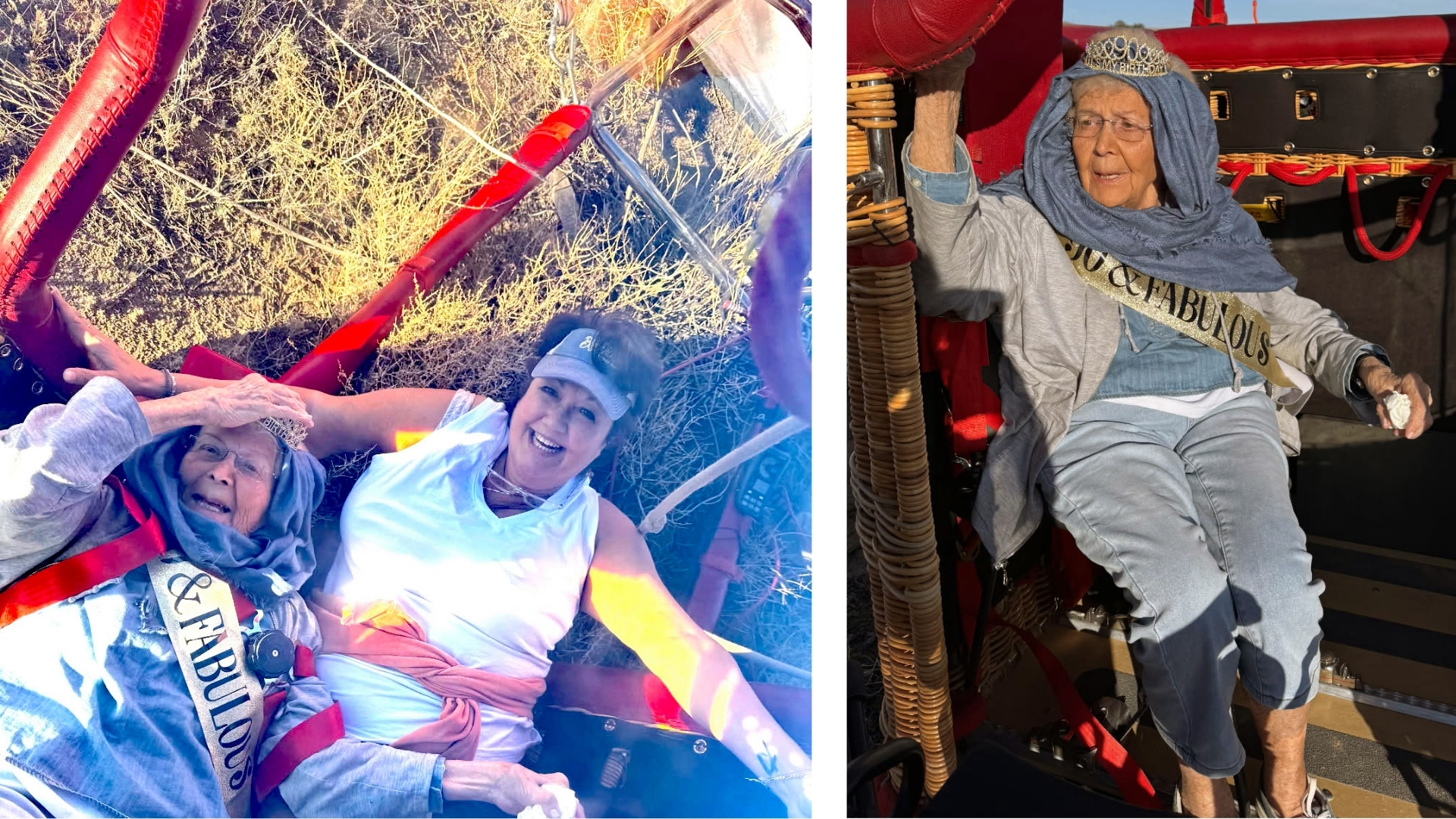 Marilyn Lucas ’57 in a hot air balloon
