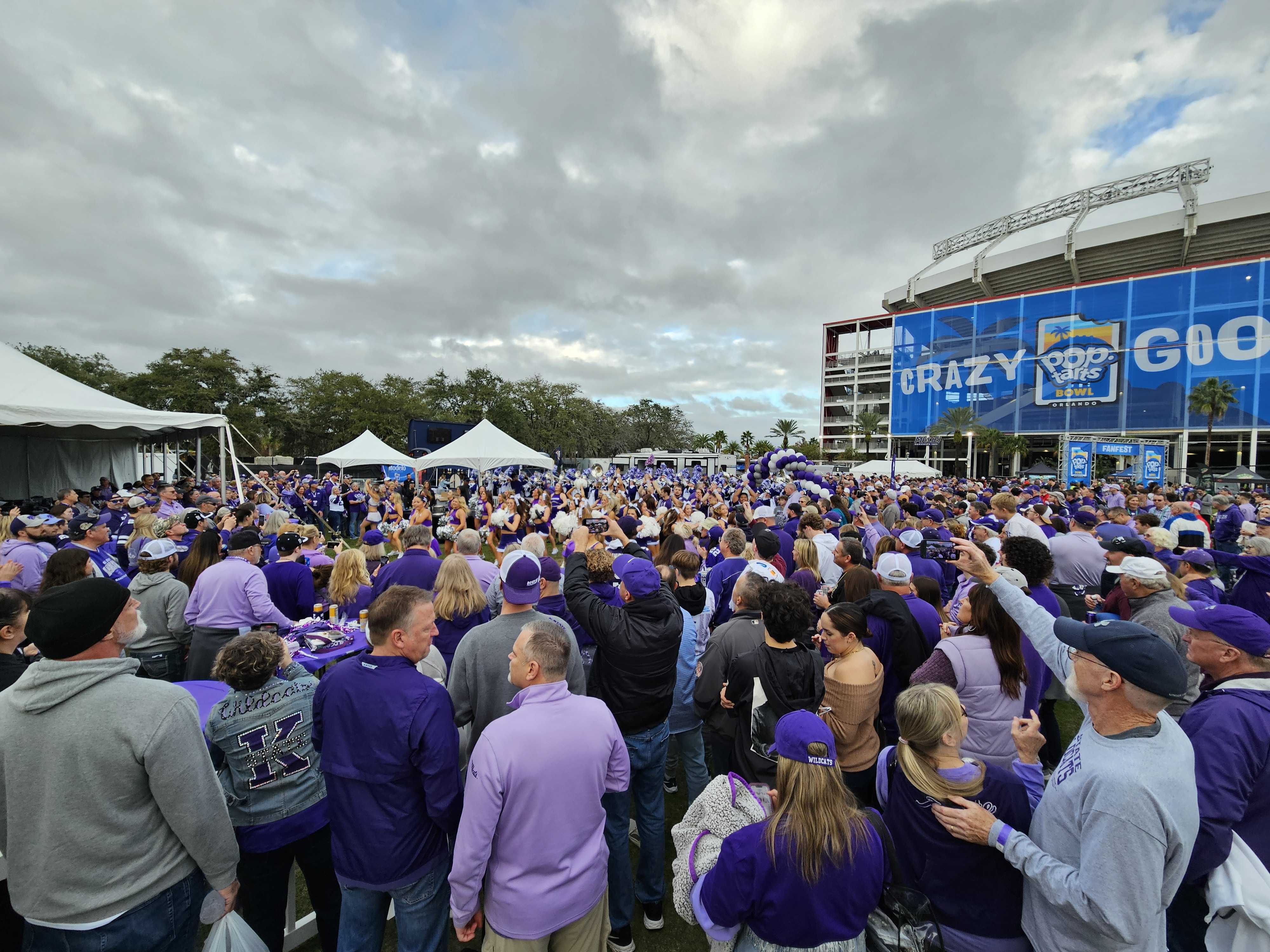 K-State Marching Band attending the K-State Alumni Association Pregame for the Pop-Tarts Bowl