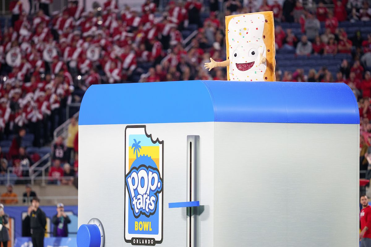 Strawberry, the edible mascot before the Pop-Tarts Bowl 2023 game