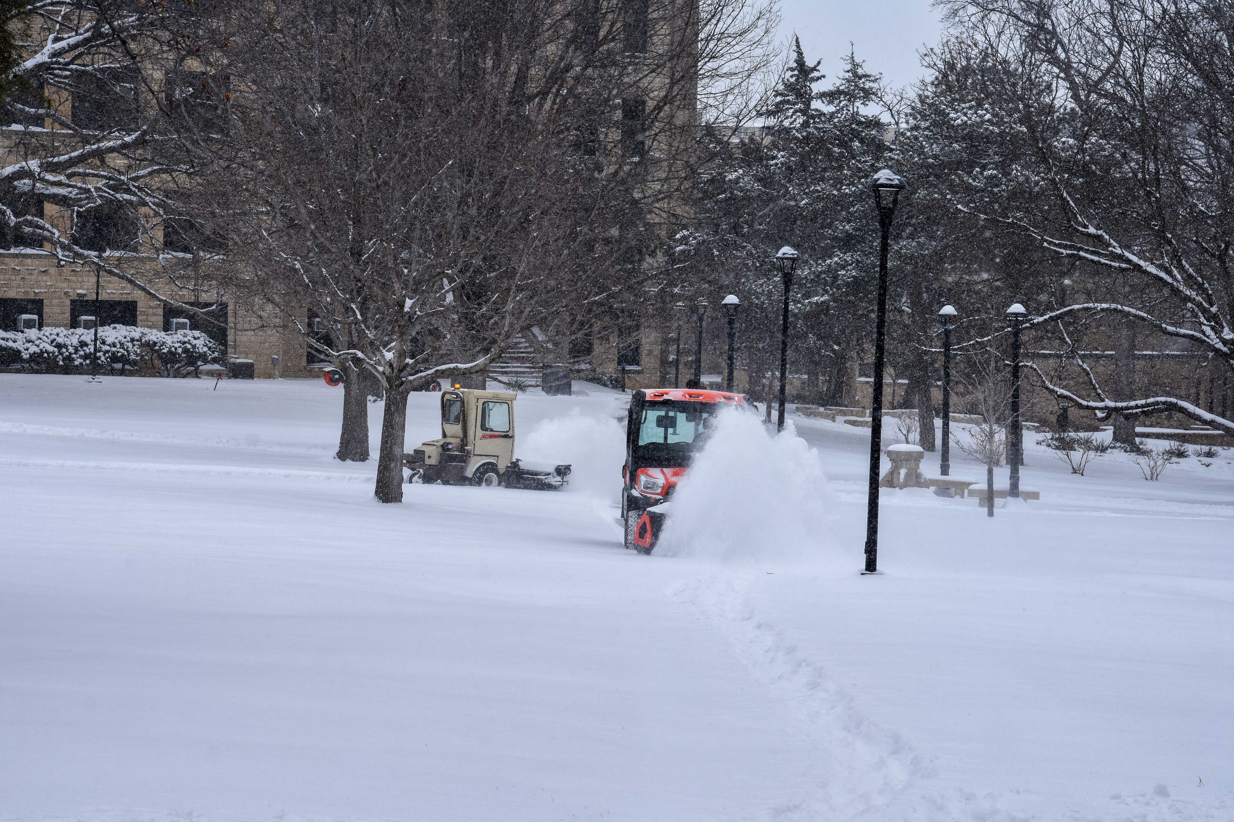 Snow removal on the quad