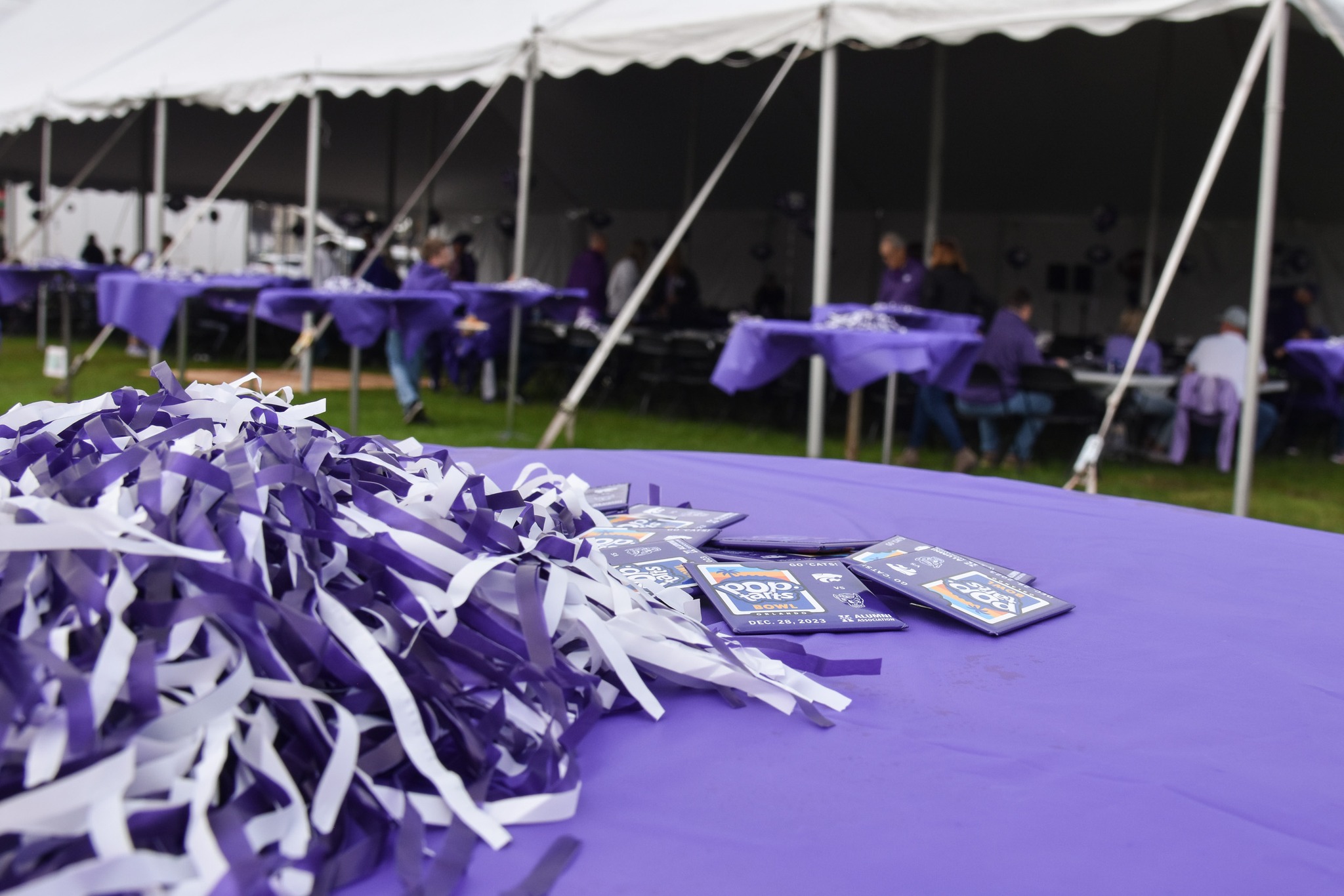 Pregame tent and Pop-Tarts Bowl 2023 buttons