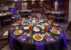 Hagans Library set up for a dinner