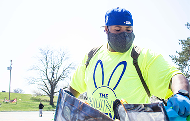 Marcus Gladdis volunteering at Easter egg hunt