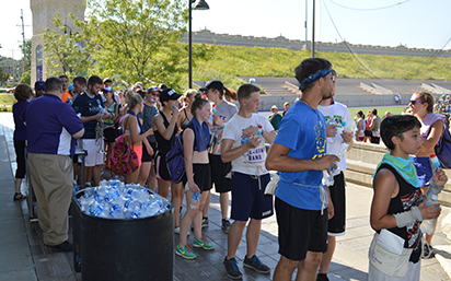 Lining up to get water